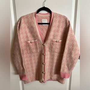 Sandro pink houndstooth cardigan